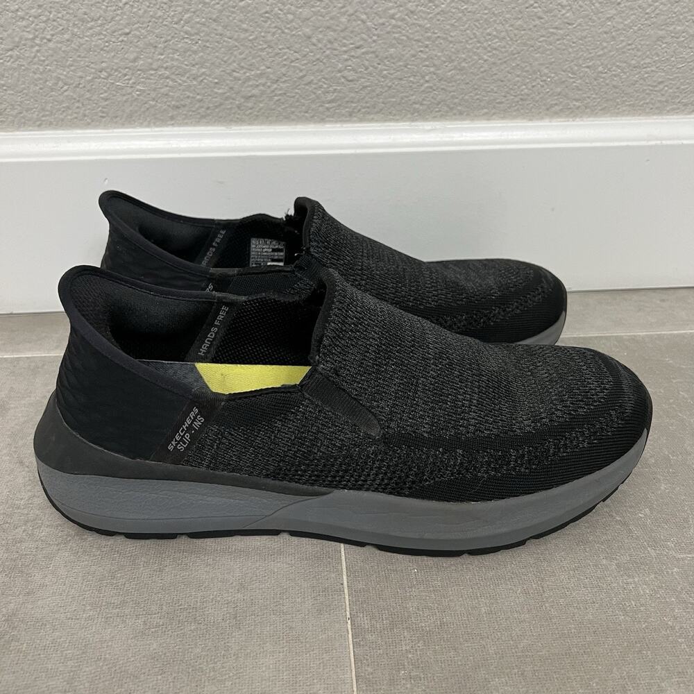 Skechers Neville Rovelo Mens 10.5 Black Slip In Sneakers Hands Free Shoes